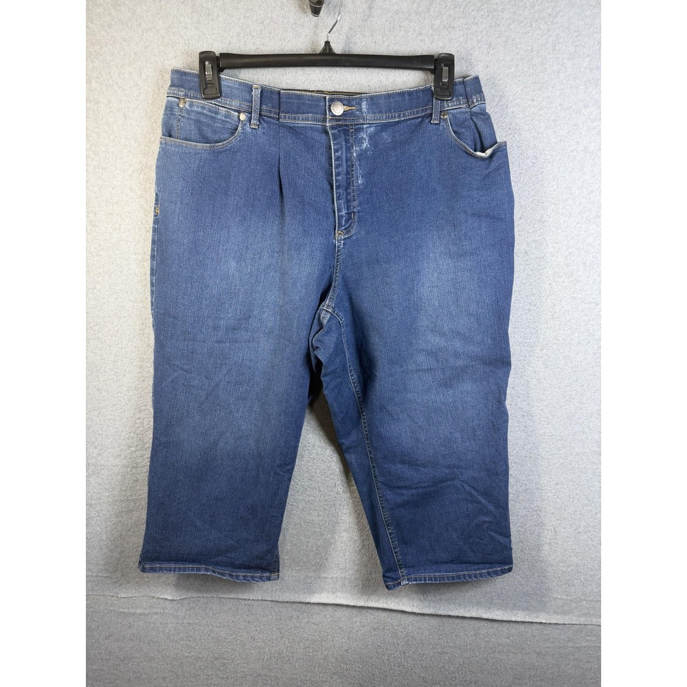 CJ Banks Capri Jeans Womens 22W Blue High Rise Relaxed Stretch Denim Pants